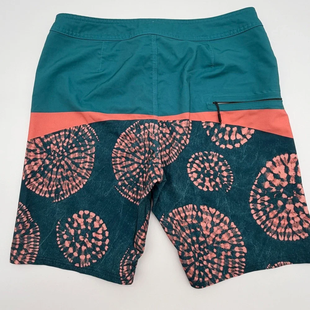 ONeill Hyperfreak Mens Board Shorts Teal Coral Tie Dye Mandala SP01060 Size 32 - Picture 3 of 8